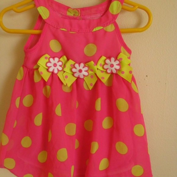 Good Lad Other - Good Lad Pink lime  Polka Dot Baby dress 9 Months